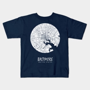 Baltimore, Maryland, USA City Map - Full Moon Kids T-Shirt